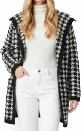 Max Studio Herringbone Open Front Cardigan In Black White