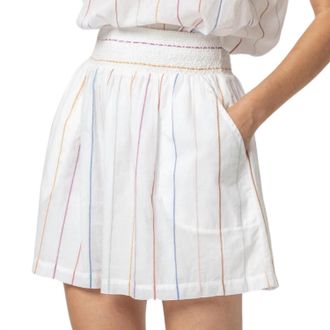 Lilla P Womens Smocked Waist Short Skirt In Multi Stripe