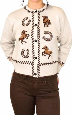 Skies Are Blue Clothing Desert Rodeo Western Intarsia Cardigan In Ivory