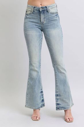 Judy Blue Pin Tac Detail Flare Jeans In Blue