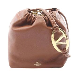 Valentino Pre-owned Poof leren bucket bag - Dames - Pre-owned - Bruin - Maat: ONE Size Leer