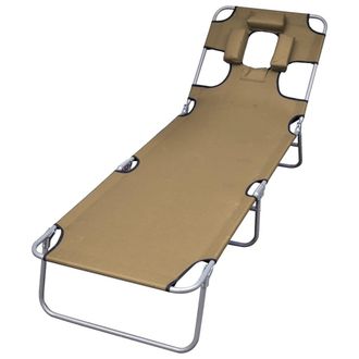 vidaXL Vidaxl - Tumbona Plegable Con Coj&iacute;n De Cabeza Y Respaldo Ajustable Gris