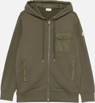 Moncler Mens Zip Up Pocket Detail Hooded Top Green - Size: 36