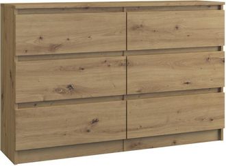 Topeshop Milan - C&oacute;moda Moderna De 6 Cajones Dormitorio / Sal&oacute;n / Despacho - 30x120x77 Cm - Estilo Escandinavo - Mueble Contenedor