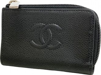 Chanel Black Grained Calfskin Coin Purse/Coin Case (Pre-Owned)