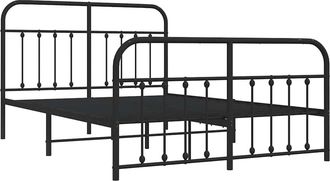 vidaXL Estructura Cama Sin Colch&oacute;n Con Estribo Metal Negro 135x190 Cm Vidaxl