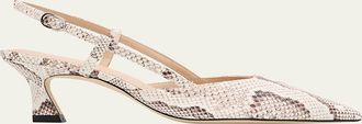 Stuart Weitzman 50mm Vinnie Snake-Embossed Leather Slingback Pumps