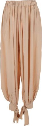 Andamane Noor Broek met Strik in de Taille - Dames - Broeken - Beige - S - Broeken