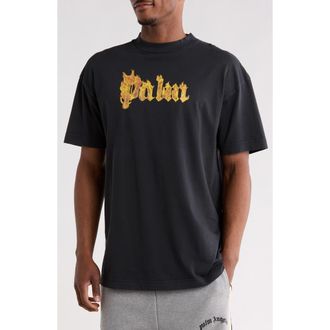 Palm Angels Logo Graphic Cotton T-Shirt in Black Gold at Nordstrom Rack, Size X-Small
