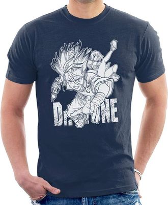 Cloud City 7 Dr Stone Senku Leaps Mens T-Shirt Navy Blue