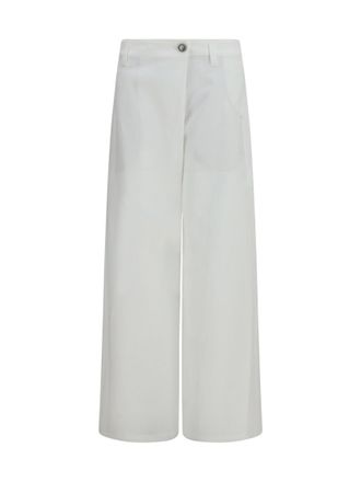 Brunello Cucinelli White Straight Flat Front Pants
