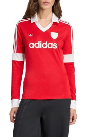 adidas Graphic Long Sleeve Football Jersey in Better Scarlet at Nordstrom, Size X-Small