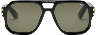 Philipp Plein Eyewear Occhiali da sole squadrati con doppio ponte - Nero