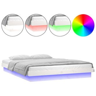 Berkfield Home LED Bed Frame without Mattress White Double Solid Wood