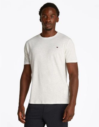 Tommy Hilfiger Mens Tommy Hilfiger Crew-Neck Slub T-Shirt, Ivory - Grey - Size: 42
