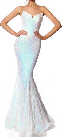 Portia & Scarlett Foxy V-Neckline Floor-Length Dress In Ivory