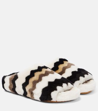 Chloé Chloé Saam chevron shearling slides