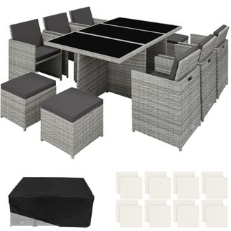 TecTake Garden Table & Chairs New York in Light Grey | Size: 2XL