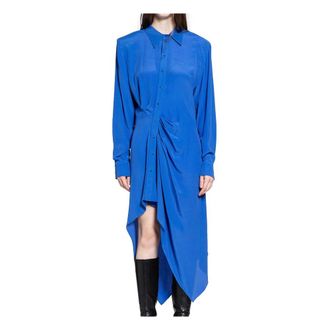 MUGLER Shirt Dresses, female, Blue, Size: XS Asymmetric Shirt Dress