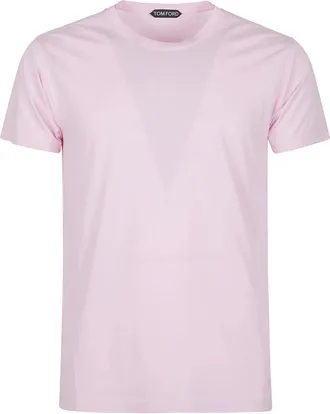 Tom Ford Tops, Heren, Roze, M, Katoen, Katoenen Zijde T-shirt