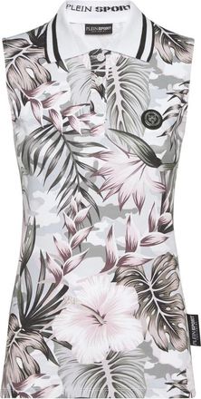 Plein Sport Tops, Dames, Wit, L, Katoen, Mouwloze Polo Shirt