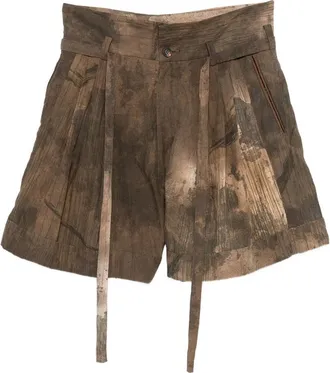 Ziggy Chen Belted Abstract-print Shorts