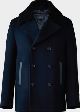 Mackage Men & apos;s Cole Wool Peacoat with Shearling Collar
