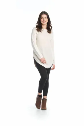 Papillon Long Sleeve Sweater With Zip Side In Cream