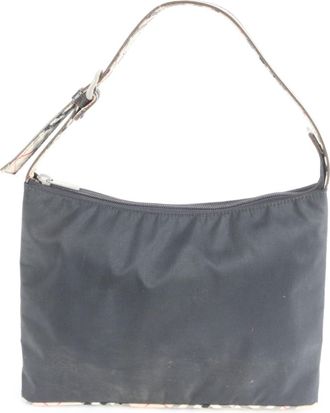 Burberry Black Brown Leather Nylon Handbag Shoulder Bag Tote Bag (Pre-Owned)