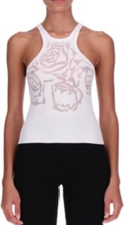 Ermanno Scervino Ribgebreide Tanktop - Dames - Tops zonder mouwen - Wit - M - Katoen - Tops