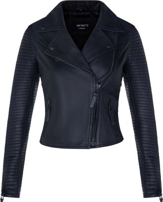 Infinity Leather Womens Leather Matt Vintage Brando Biker Jacket-Taipei
