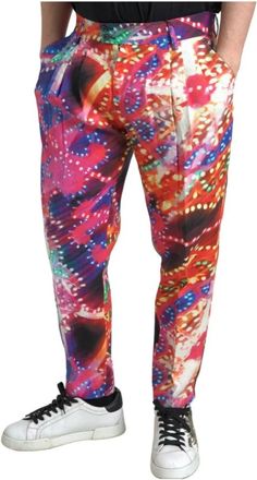 Dolce & Gabbana Multicolor Linnen Broek - Heren - Slim Fit Broeken - Veelkleurig - 3XL - Linnen - Broeken