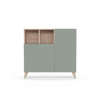 HERDASA Zapatero melamina roble claro puertas verde 87x90x27 cm