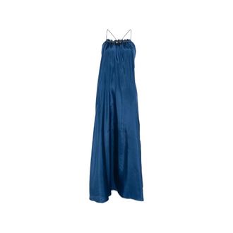 Zimmermann Maxi Dresses, female, Blue, Size: XS Aster Bead-Embellished Neckline Dress