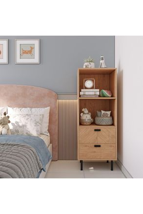 Seconique Leon 2 Drawer 2 Shelf Cabinet in Natural