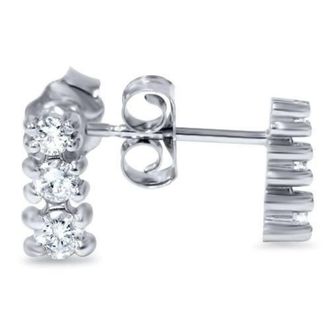 Pompeii3 1/4ct Three Stone Diamond Earrings 14K White Gold