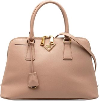 Prada Pre-owned Handbags, female, Brown, Size: ONE SIZE Pre-owned Structured Leather Satchel