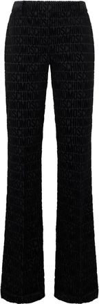 Moschino Broeken, Dames, Zwart, S, Katoen, Elegante wijde broek met hoge taille