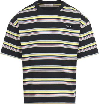 Marni Tops, Heren, Veelkleurig, XL, Katoen, Gestreepte Katoenen T-shirt
