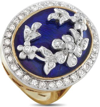 Luxury Bazaar 14K Yellow Gold 0.45ct Diamond and Enamel Ring MF26-031726