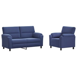 vidaXL Set Di Divani 2 Pcs Blu Polizia Velluto Vidaxl