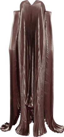 L&rsquo;Id&eacute;e Pleated Detachable-sleeves Gown