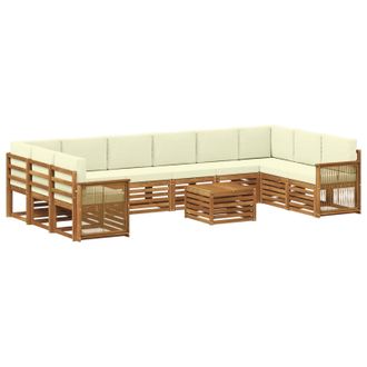 vidaXL Conjunto De Sof&aacute;s De Exterior Con Coj&iacute;n 8 Pcs Natural Y Crema Vidaxl