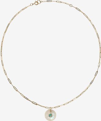 Pascale Monvoisin Gelbgoldhalskette mit Mondstein und Opal Milo