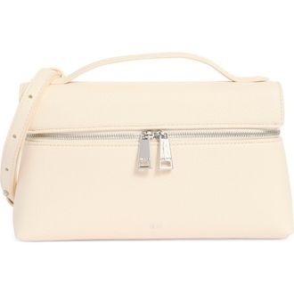 JW PEI Thea Woven Top Carry Handle Crossbody Bag in Grainy Leather White at Nordstrom