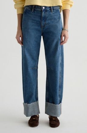 AG - Adriano Goldschmied Mercer Cuffed Raw Hem High Waist Barrel Jeans in 11 Years Enrich at Nordstrom, Size 30