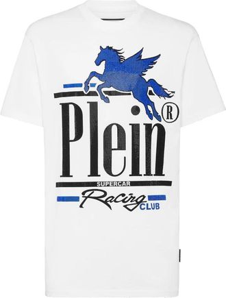 Philipp Plein T-Shirt Ronde Hals Racing - Heren - T-shirts - Wit - M - Katoen - Tops