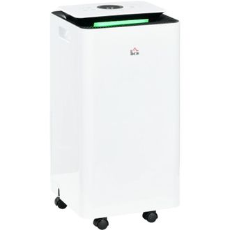 HOMCOM Deshumidificador El&eacute;ctrico 12l/d&iacute;a Dep&oacute;sito De Agua 2,5l Silencioso Con 5 Modos 2 Velocidades Pantalla Led Temporizador 25x25x50,5 Cm - Homcom