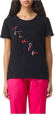 Liu Jo Korte Mouw Katoenen T-shirt Zwart - Dames - T-shirts - Zwart - 2XS - Katoen - Tops