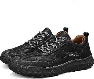 Generic Mens Sport and Outdoor Shoes, Walking Leather Lightweight Comfortable Non-Slip Shoes Waterproof Hiking Trekking Trainers Good Arch Support Sneaker Bla